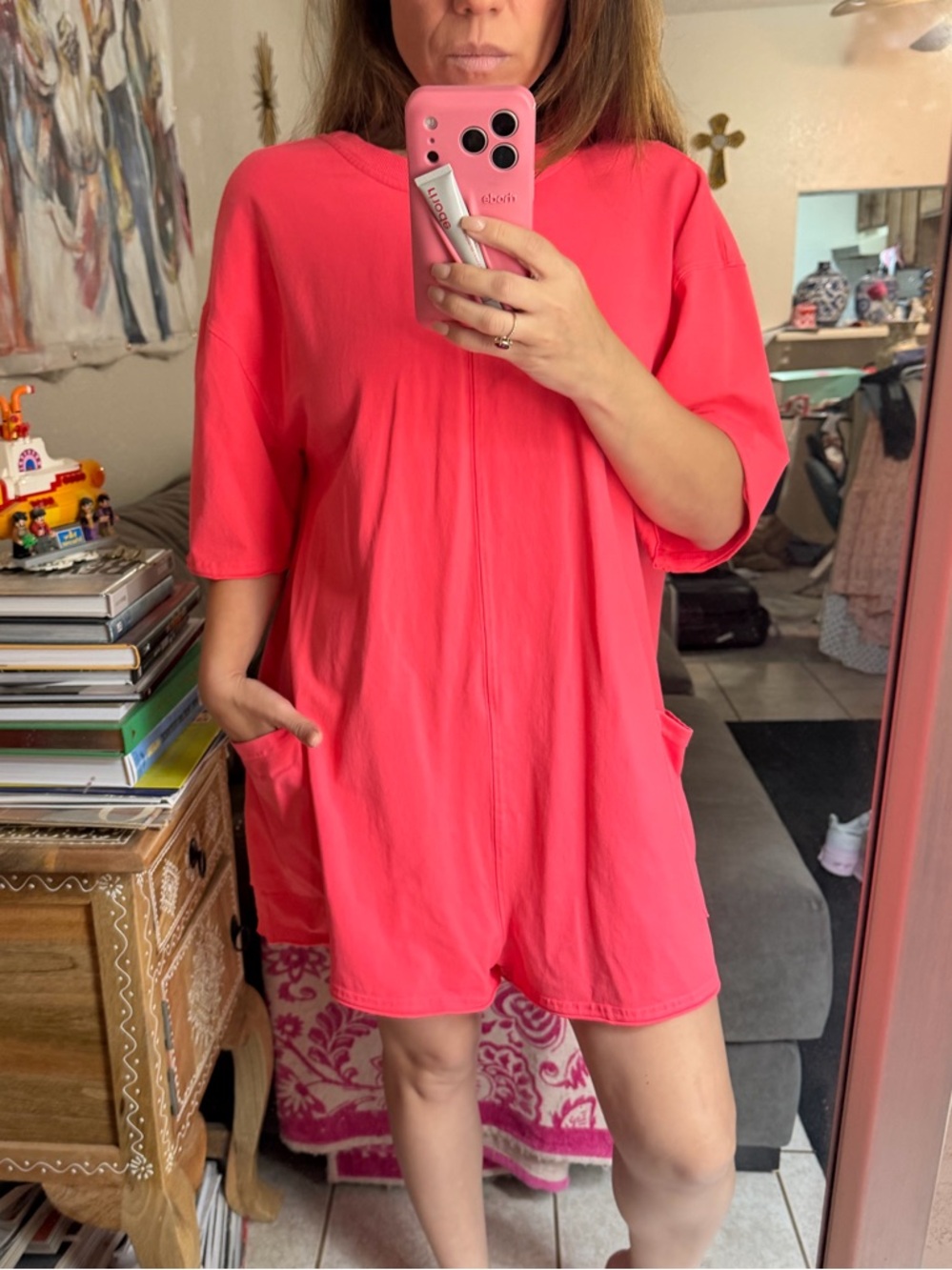 FP Movement Hot Shot Tee Romper in Coral
